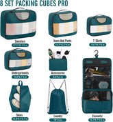 ComfortCraze:  8 Set Packing Cubes for Travel Essentials, Suitcase Organizer Bags Set for Luggage, Road Trip Travel Accessories in 4 Sizes (Extra Large, Large, Medium, Small)